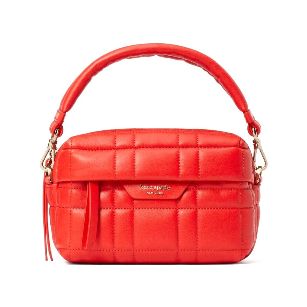 New Kate Spade Softwhere Quilted Leather Small Convertible Crossbody Bright Red